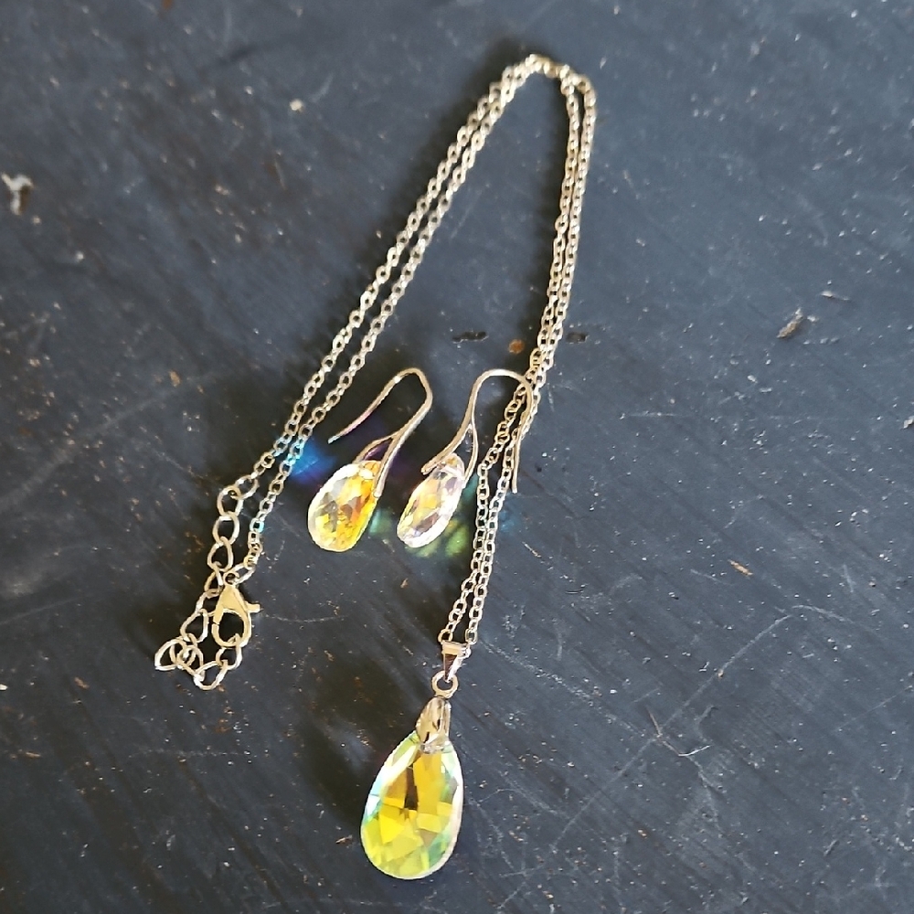 Gold and Yellow Teardrop Earrings